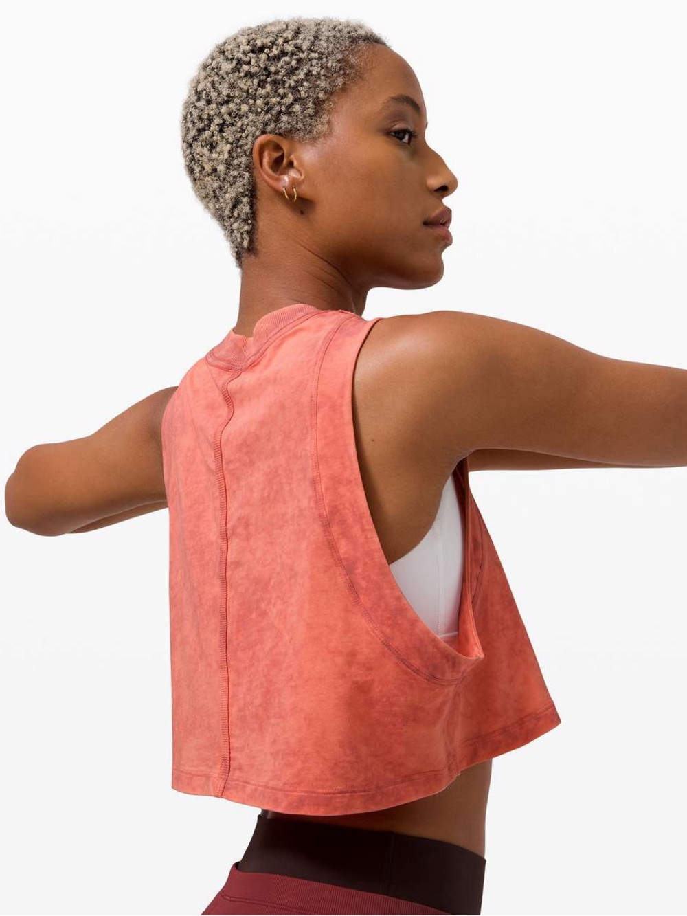 Lululemon Cropped All Yours Muscle Tank Cloudy Wash Cherry Tint Oversize Medium?